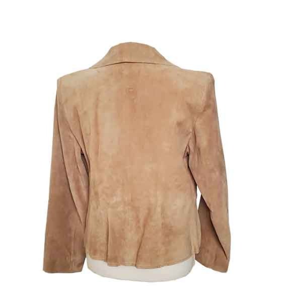 Ann Klein Tan Suede, One Button Blazer-sizeLP-preowned - Picture 2 of 10